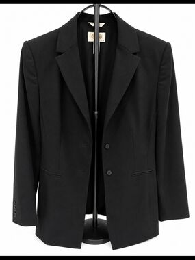 Talbots Petites Black Stretch Peak Lapel Single-Breasted 2-Button Blazer 4